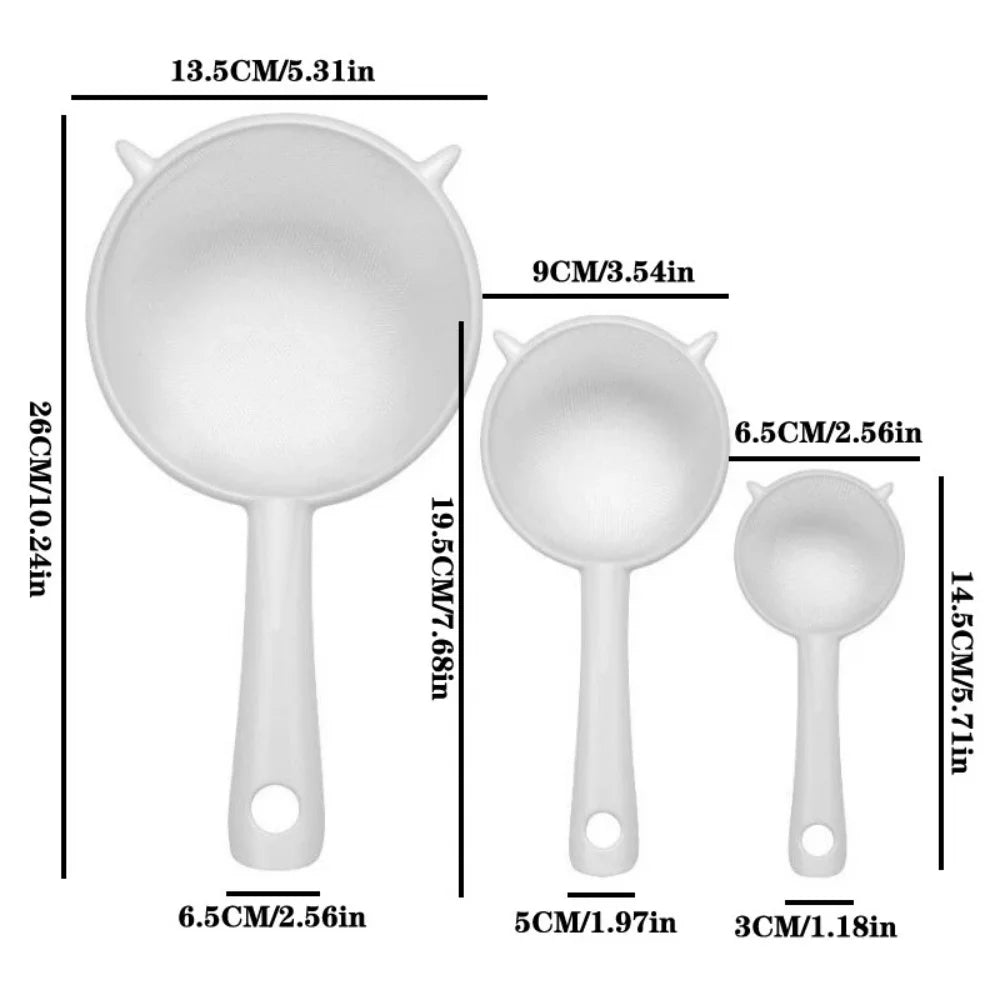 Kitchen Handheld Plastic Sieve Tea Strainer Flour Sifter Filter Reusable Handheld Filter Kitchen Accessories