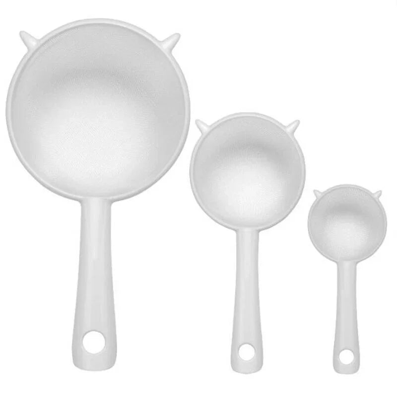 Kitchen Handheld Plastic Sieve Tea Strainer Flour Sifter Filter Reusable Handheld Filter Kitchen Accessories