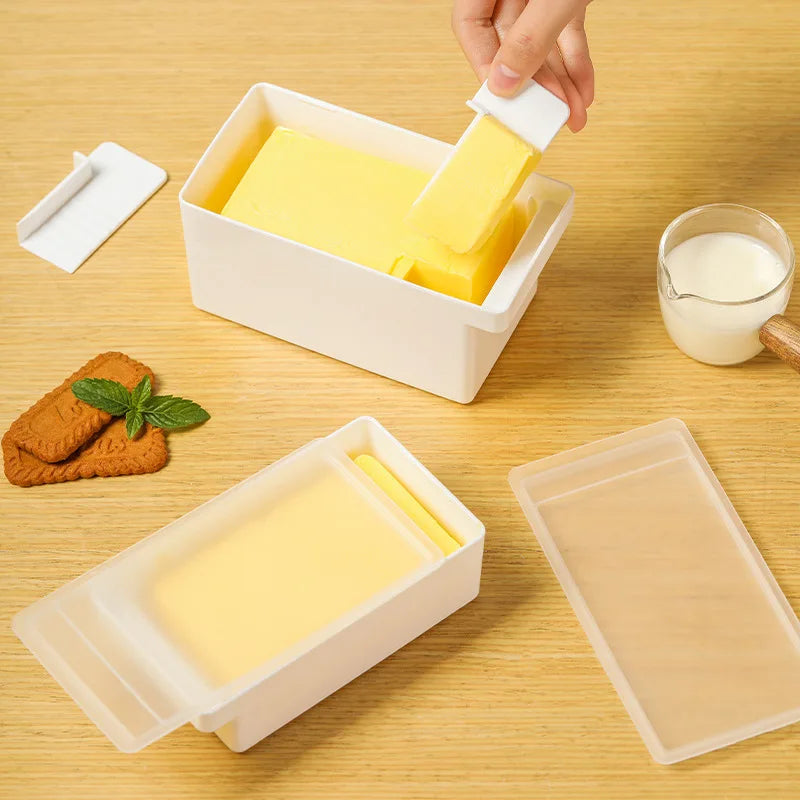 Butter Cutter Box with Lid Clear Lid and Cutter Space-Saving  Dustproof Durable Cheese Storage Box For Home Food Storage