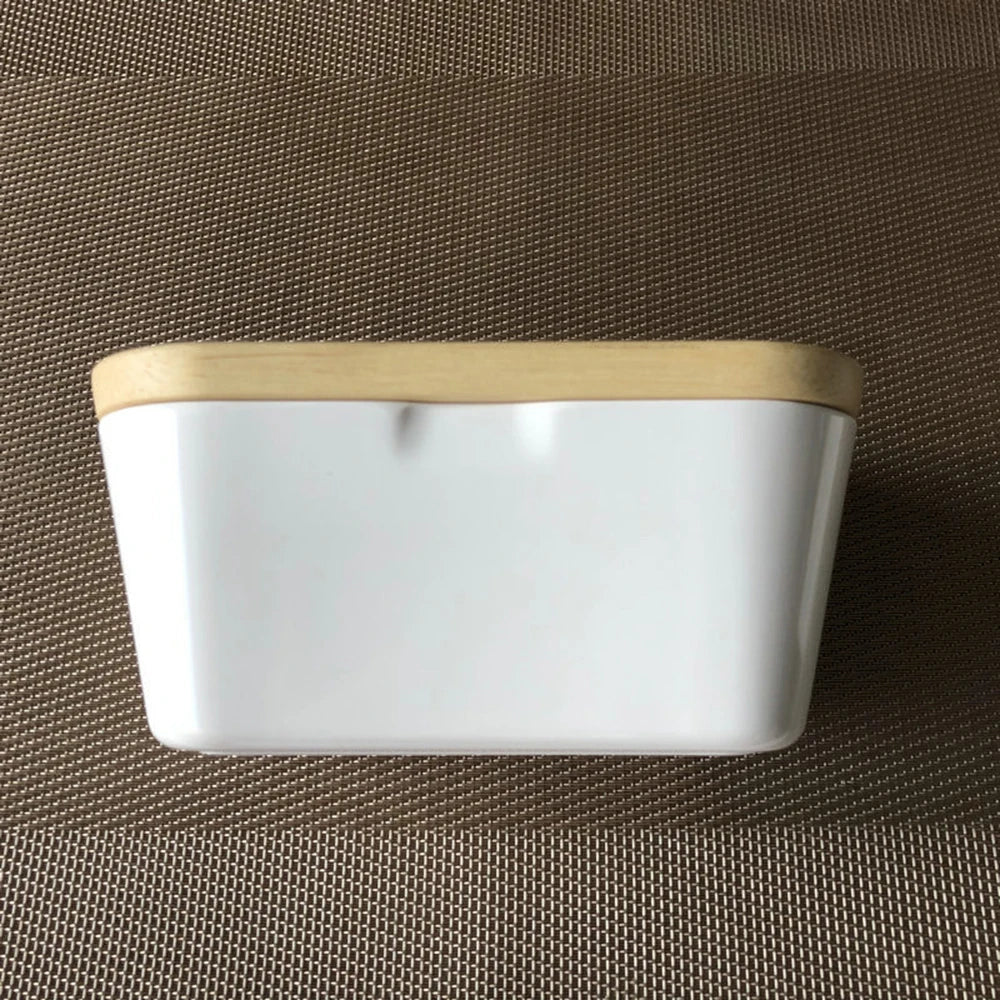 225/250/400g Butter Box Dish With Lid Holder Storage Container Wood Serving Box Hotel Kitchen Tools Dinnerware Tableware