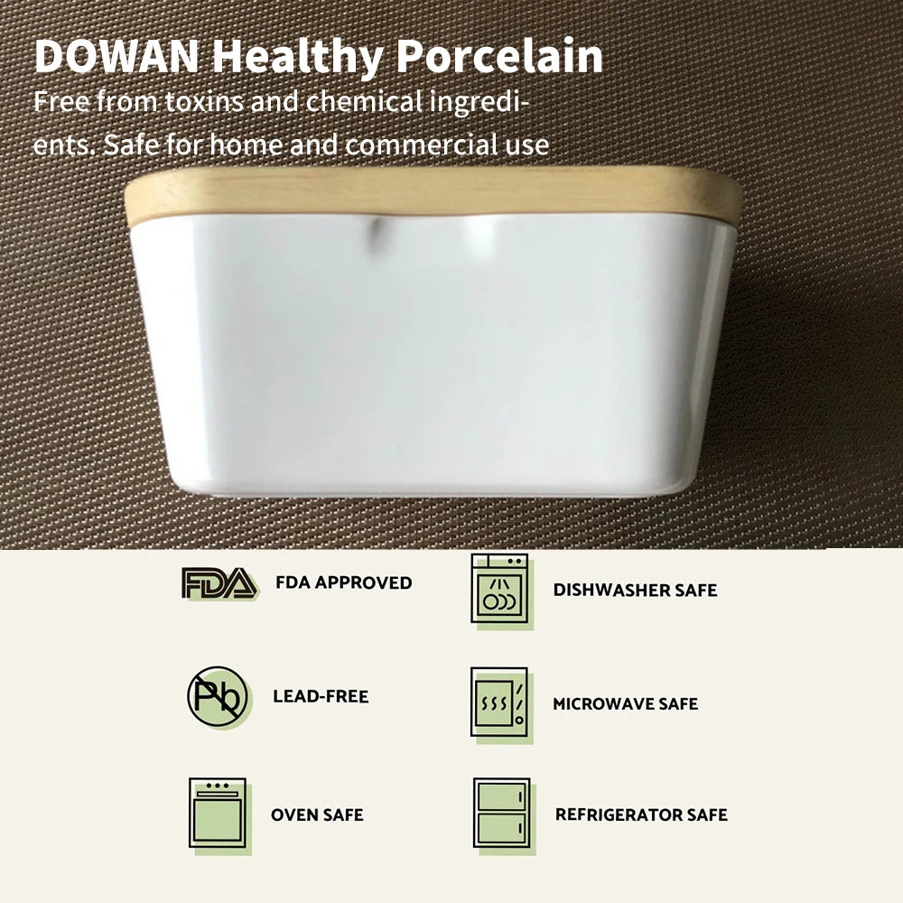 225/250/400g Butter Box Dish With Lid Holder Storage Container Wood Serving Box Hotel Kitchen Tools Dinnerware Tableware