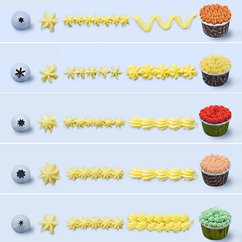 8/10/16Pcs/Set Silicone Pastry Bag Tips Kitchen Cake Icing Piping Cream Cake Decorating Tools Reusable Nozzle Set +1 Pastry Bags