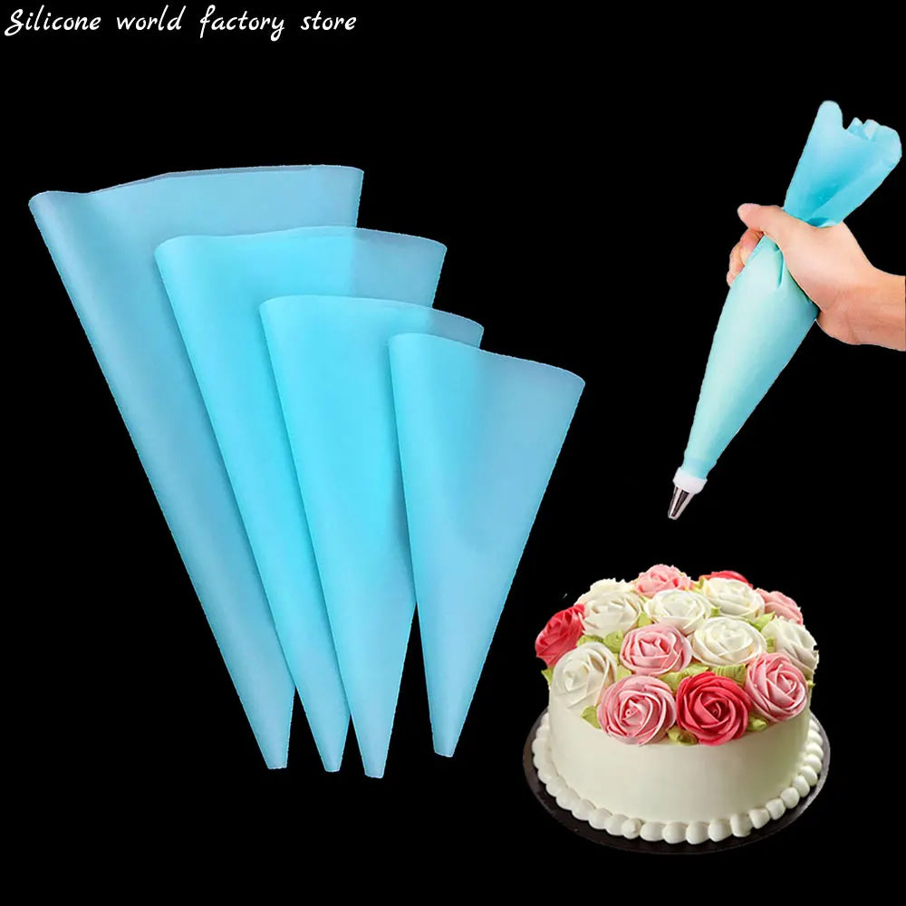 Silicone world 4Pcs Kitchen Gadgets Cream Pastry Bag DIY Cake Decorating Food Grade EVA Baking Accessories Reusable Piping Bags