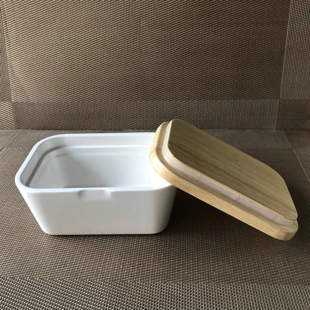 225/250/400g Butter Box Dish With Lid Holder Storage Container Wood Serving Box Hotel Kitchen Tools Dinnerware Tableware
