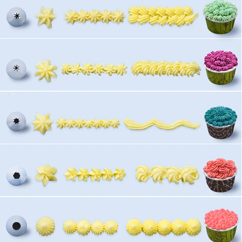 8/10/16Pcs/Set Silicone Pastry Bag Tips Kitchen Cake Icing Piping Cream Cake Decorating Tools Reusable Nozzle Set +1 Pastry Bags