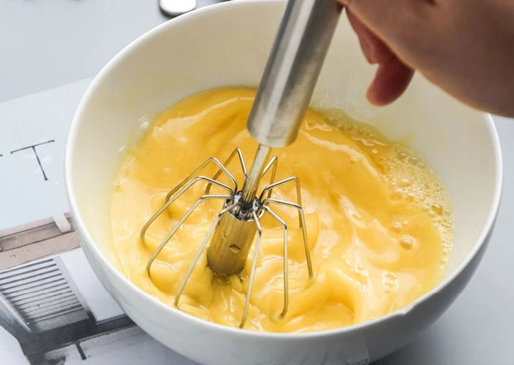 Hand Pressure Semi-automatic Egg Beater Stainless Steel Kitchen Accessories Tools Self Turning Cream Utensils Whisk Manual Mixer