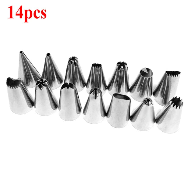 8/10/16Pcs/Set Silicone Pastry Bag Tips Kitchen Cake Icing Piping Cream Cake Decorating Tools Reusable Nozzle Set +1 Pastry Bags