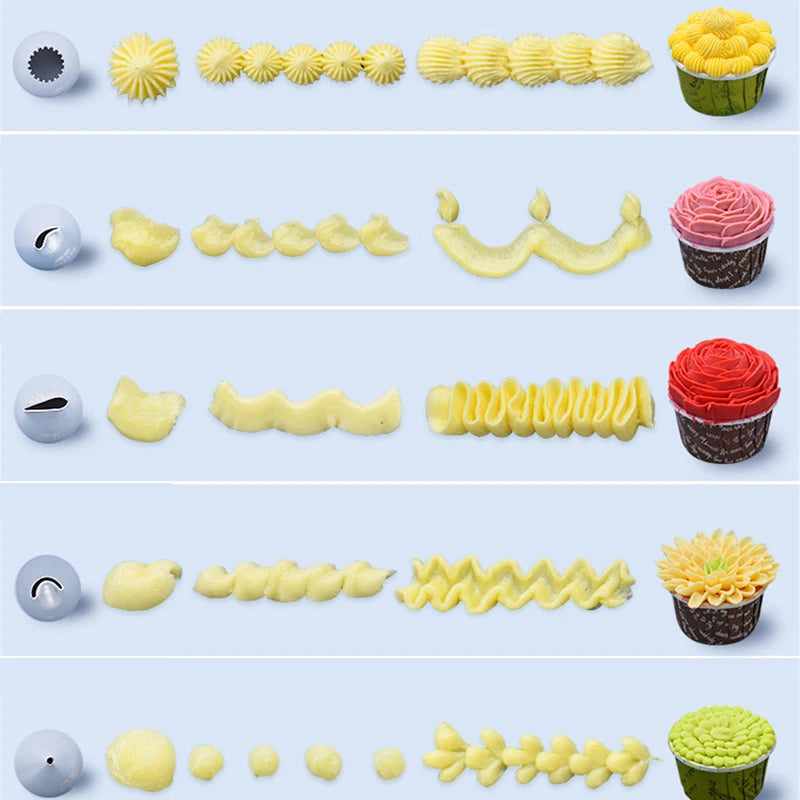 8/10/16Pcs/Set Silicone Pastry Bag Tips Kitchen Cake Icing Piping Cream Cake Decorating Tools Reusable Nozzle Set +1 Pastry Bags