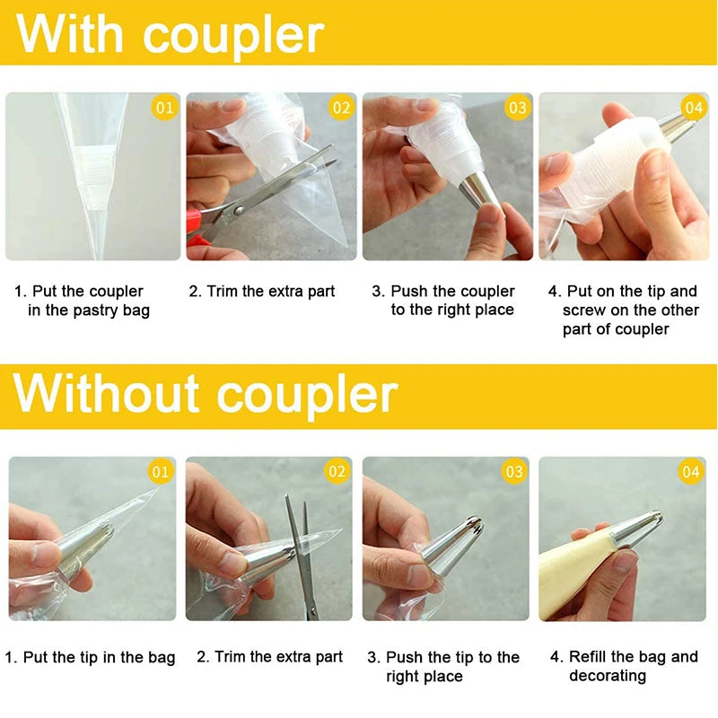 LMETJMA 100 Pcs Piping Bags Upgraded Anti-Burst Disposable Icing Piping Pastry Bags For All Size Tips and Couples JT128