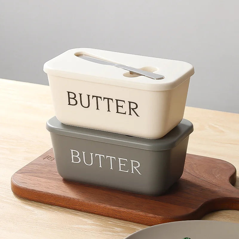 Butter Container Food Grade PP Box Restaurant Sealed Storage Box Cheese Dish with Knife Butter Slicer Butter Tableware
