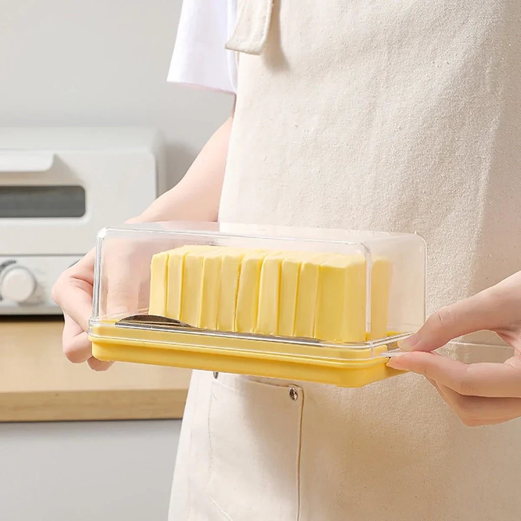 New cheese butter cutting and preservation box with lid, butter slicing knife disc, butter storage container, butter cross bowl