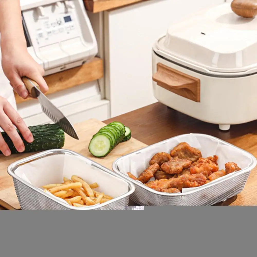 1pcs Stainless Steel Mesh Basket Rectangle Fine Mesh Oil Strainer Vegetable Fruit Colander Strainer Kitchen Tools Sieve Sifters