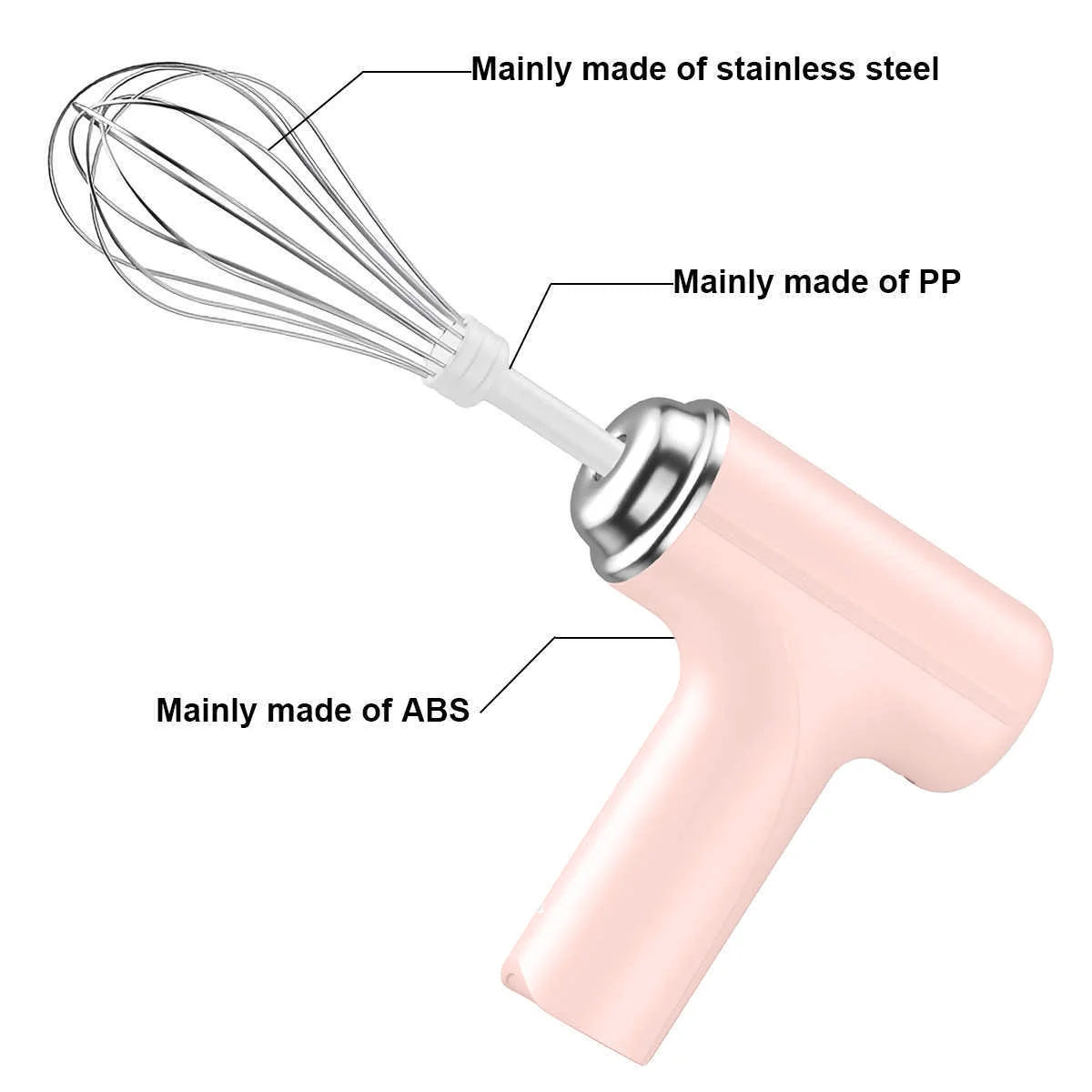 Portable Mixer Handheld Electric Egg Beater 1PCS Cordless Electric Food Mixer Three Speed Settings Kitchen Tools