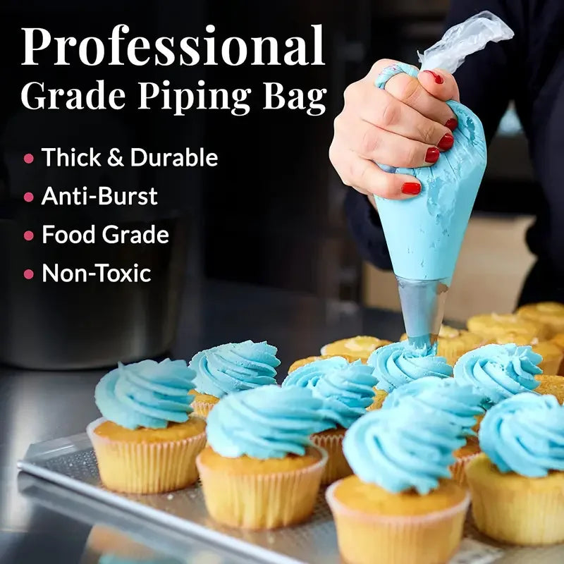 100PCS Disposable Pastry Bags, Extra Strong&Leak-Proof Piping Bags for Cake Decorating,Baking,Icing,and Crafts–Durable&Food Safe