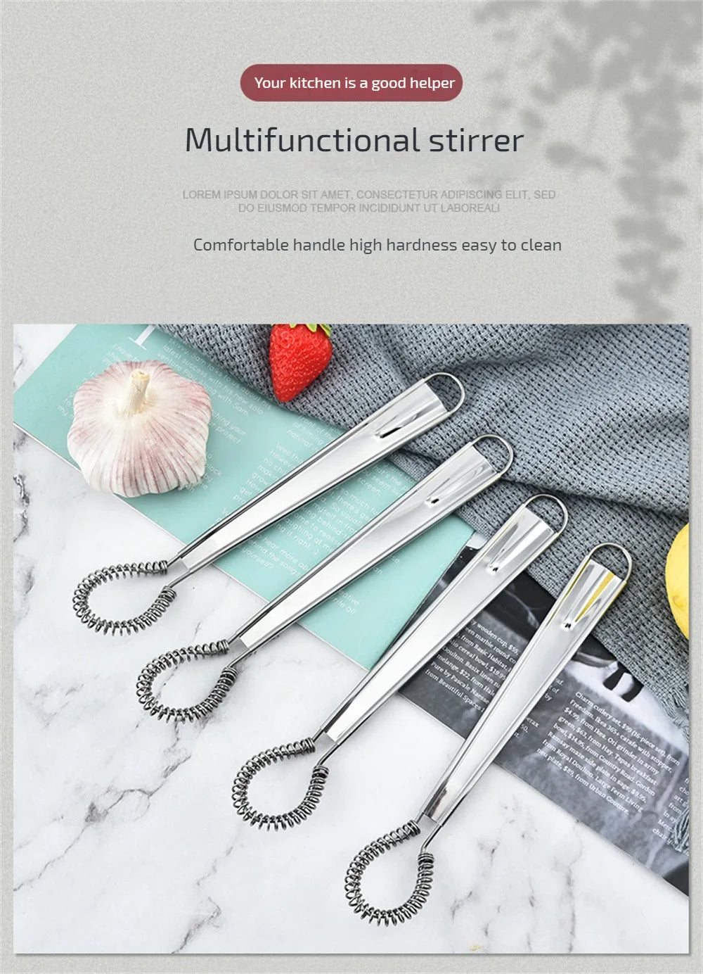 Stainless Steel Magic Hand Held Spring Whisk Mini Kitchen Eggs Sauces Mixer Spring Beater Hand Honey Cream Stir