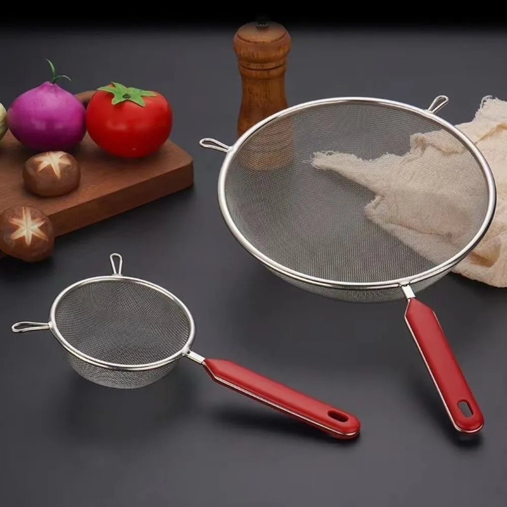 Stainless Steel Food Strainer Colander Easy to Clean Rust-Proof Matcha Sifter Small 14 16 18 20 22cm Tea Strainer for Kitchen