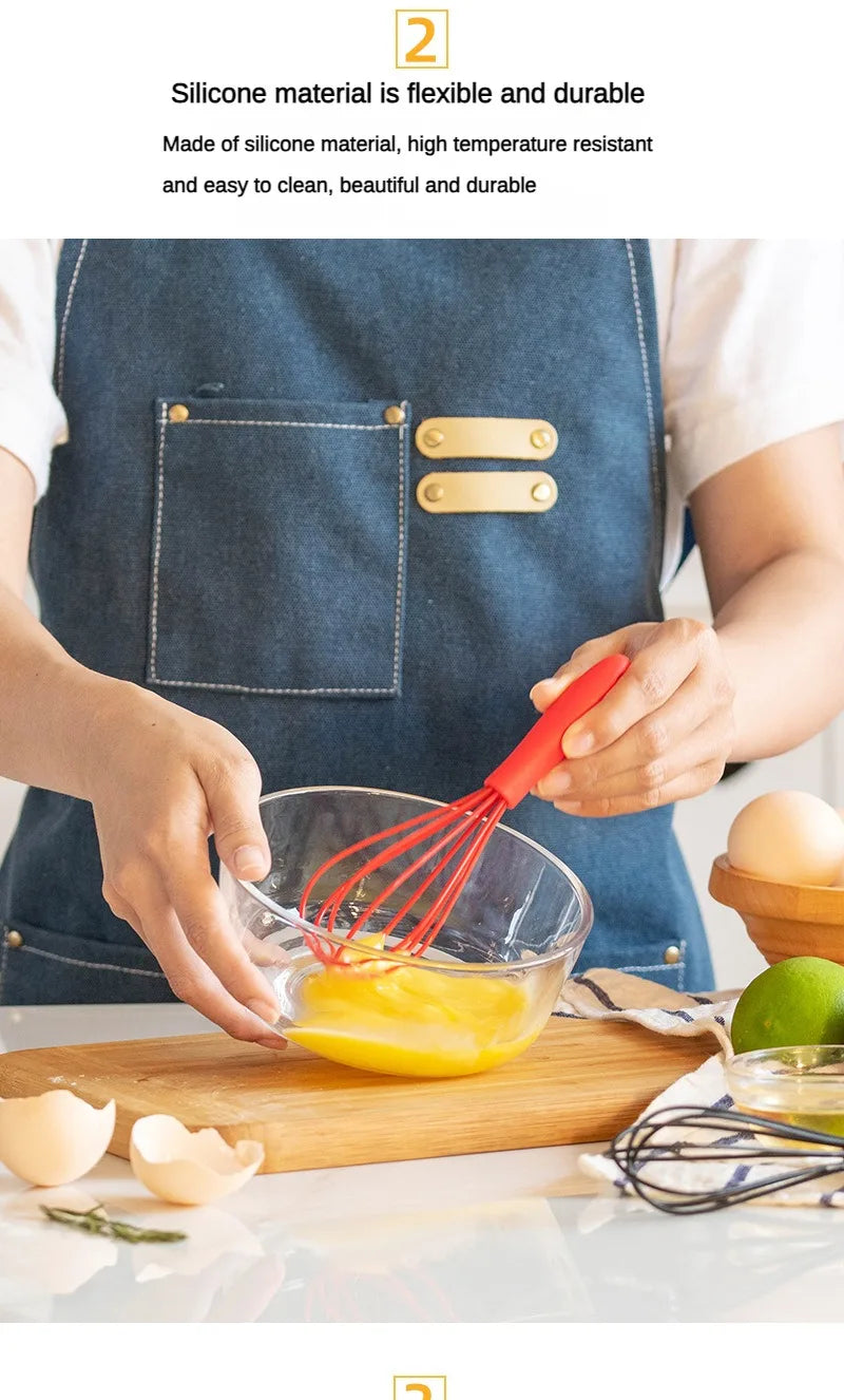 1PCs silicone small size egg beater manual cream egg small stirring rod mini egg-whisk baking tool
