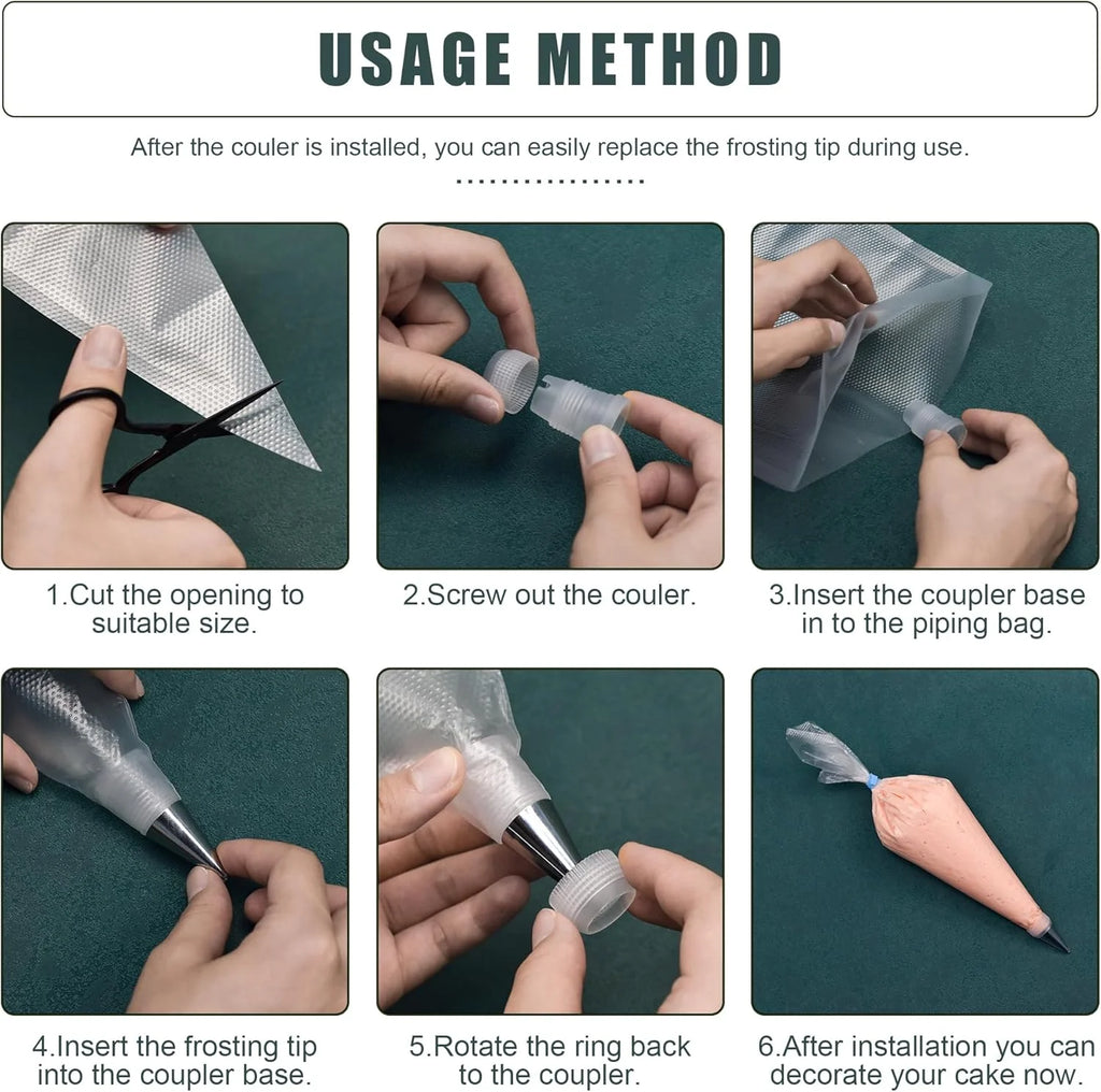 Tainless Steel Piping Tips SPiping Bags Set with 100 Disposable Bags Complete Cake Decorating Kit Convenient Baking Supplies Set