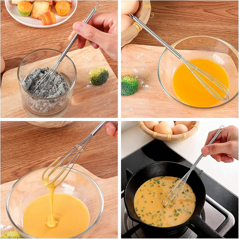 Stainless Steel Whisk Manual Egg Whisk Nonstick Wire Egg Beater Mini Whisks Balloon Wires DIY Kitchen Mini Whisk Kitchen Gadgets