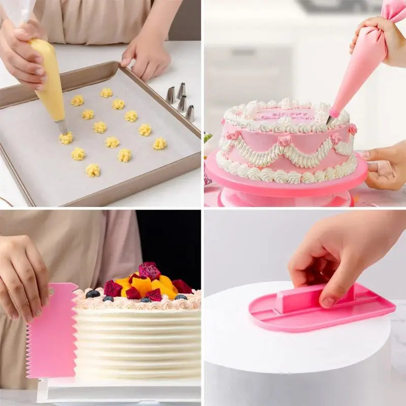 Piping Bags and Tips Set Cake DIY Decorating Kit with Stainless Steel Nozzle Reusable Silicone Pastry Cake Decorating Tools