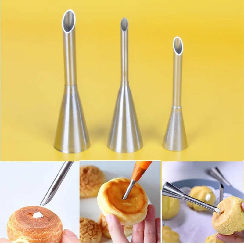 DIY Reusable Puff Cake Tip Silicone Pastry Bag Cream Butter Stainless Steel Nozzle Decor Baking Piping Bags Kitchen Tools