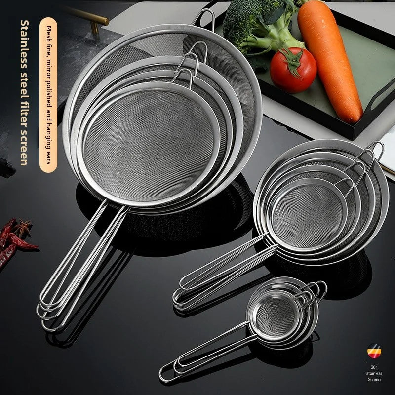 Stainless Steel Sieve Fine Mesh Filter Slotted Spoon Kitchen Accessories For Cooking Baking Oil Flour Strainer Sifter