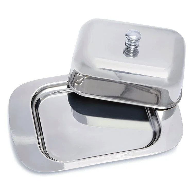 Butter Dish with Lid Stainless Steel BPA Free Storage Box for Butter Cake Bread Fruit Home Restaurant Hotel Kitchen Use
