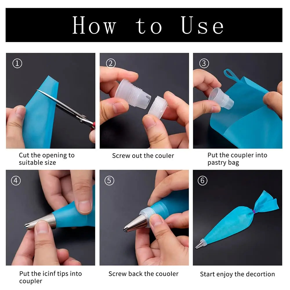 Piping Bags and Tips Set, Pastry Bags, Icing Bags Disposable for Cakes Decorating Kit Supplies Couplers Scraper Baking Supplies