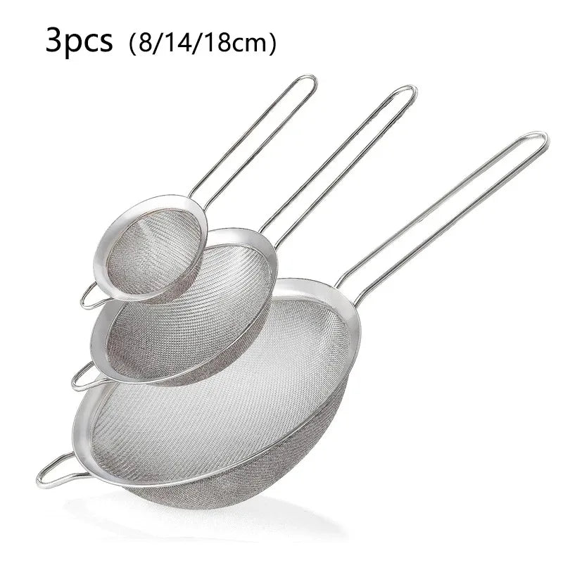 Stainless Steel Sieve Fine Mesh Filter Slotted Spoon Kitchen Accessories For Cooking Baking Oil Flour Strainer Sifter