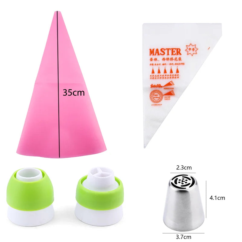 FAIS DU Russian Mounted Mouth Set Stainless Steel Kitchen Baking Supplies Set Cake Decoration Tools Nozzles Pastry Bag Set