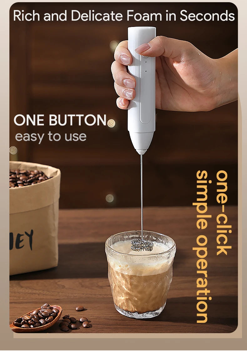 Handheld Egg Beater 3 Speeds Electric Milk Frother USB Rechargeable Foam Maker Mixer Coffee Drink Frothing Wand Foamer Kitchen