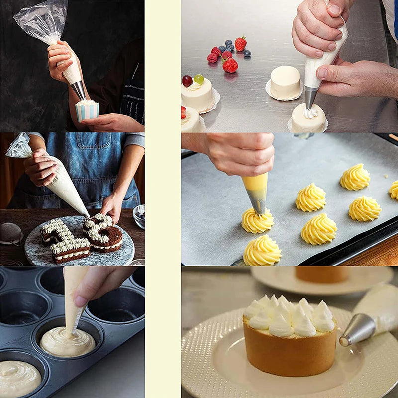 LMETJMA 100 Pcs Piping Bags Upgraded Anti-Burst Disposable Icing Piping Pastry Bags For All Size Tips and Couples JT128