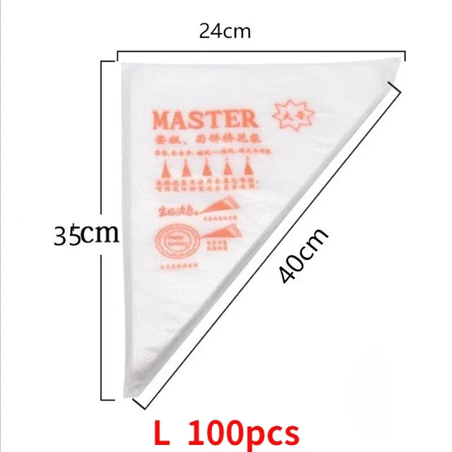 100/50/20 PCS S/M/L Disposable Pastry Bag Cake Cream Decorating Bag Icing Kitchen Baking Piping Bag Pastry Tip Tool Cake Tools