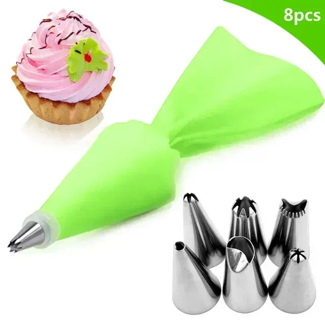 8/10/16Pcs/Set Silicone Pastry Bag Tips Kitchen Cake Icing Piping Cream Cake Decorating Tools Reusable Nozzle Set +1 Pastry Bags