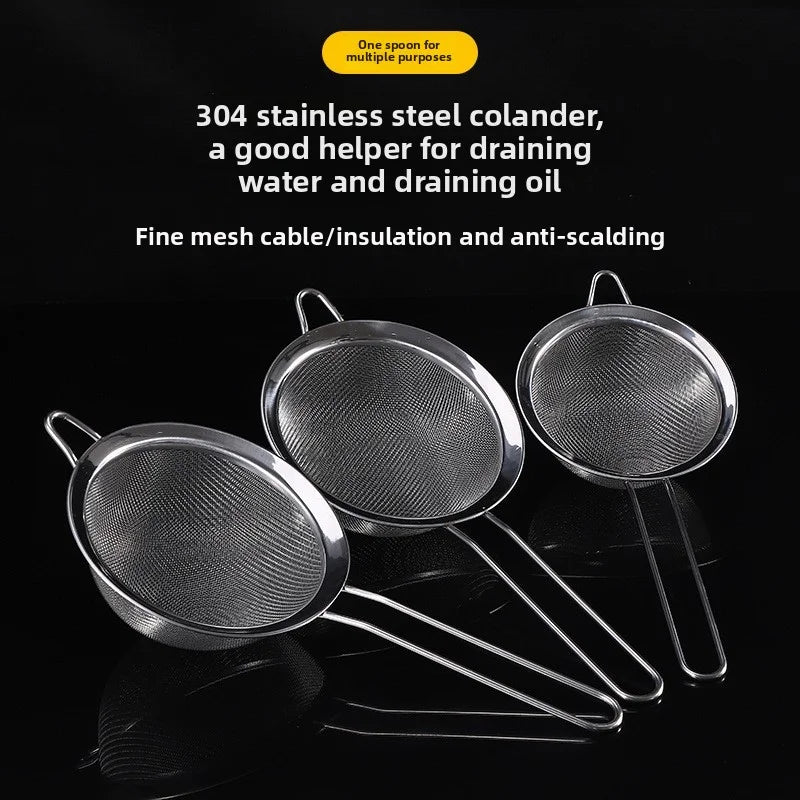 Stainless Steel Sieve Fine Mesh Filter Slotted Spoon Kitchen Accessories For Cooking Baking Oil Flour Strainer Sifter