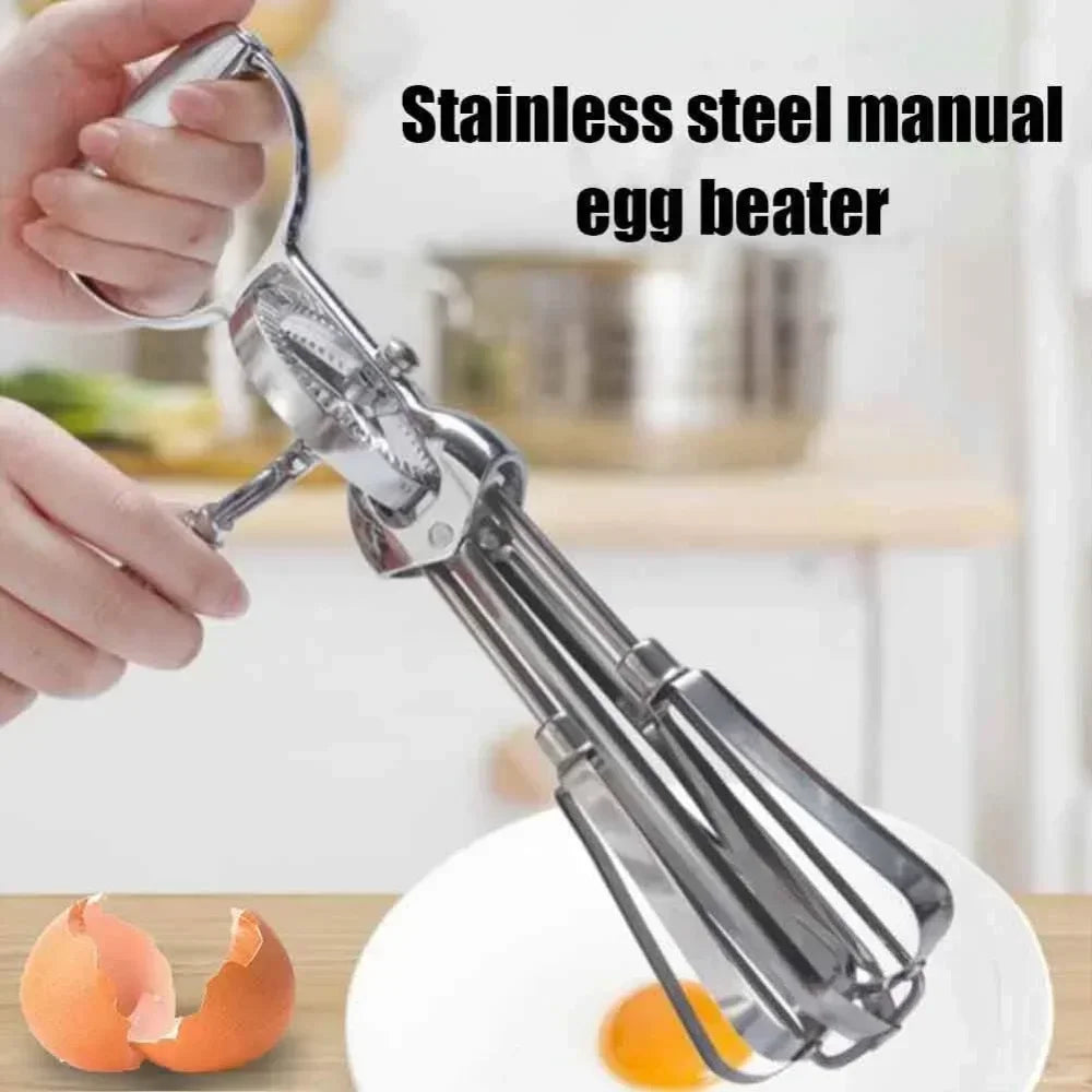 Egg Beater Stainless Steel Manual  - Dual Rotation - Multifunctional - Kitchen Utensils，Manual Breast Beater, Cream Mixer