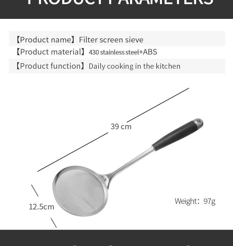 Stainless Steel Fine Double Mesh  Strainer Kitchen Skimmer Flour  Sifter Colander Sieve Wire Mesh  Juice Powder Filter Strainer