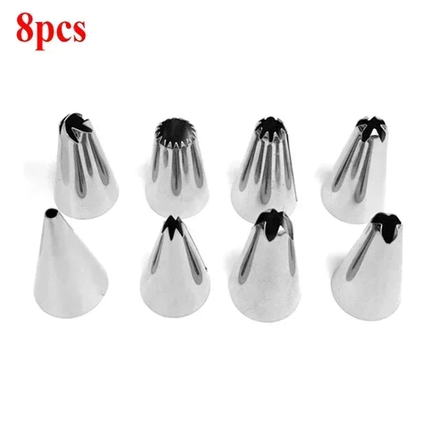 8/10/16Pcs/Set Silicone Pastry Bag Tips Kitchen Cake Icing Piping Cream Cake Decorating Tools Reusable Nozzle Set +1 Pastry Bags