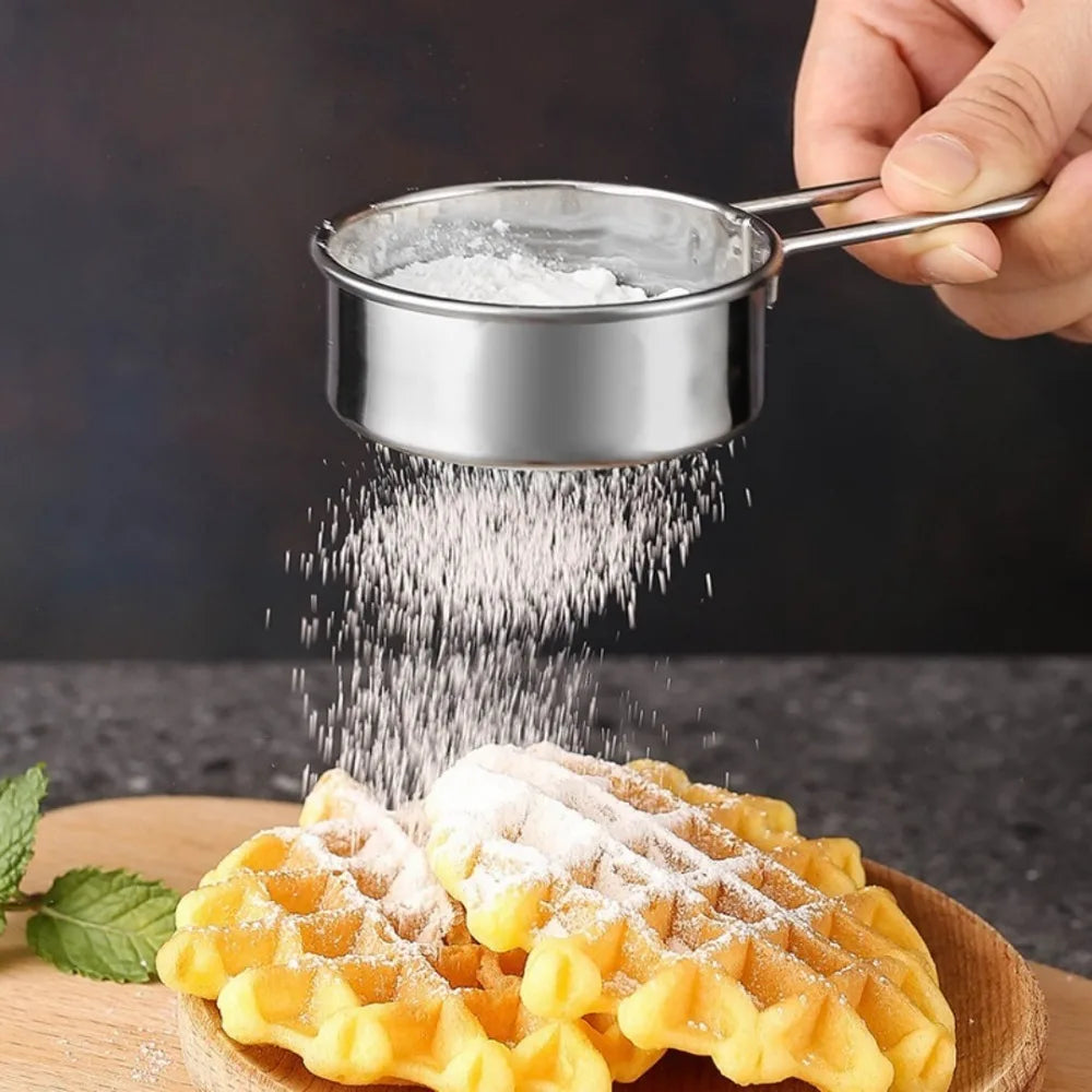 1pc Manual Stainless Steel Flour Sieve for Manual Flour Sifter Strainer Funnel Tool for Sugar,Flour and Spices