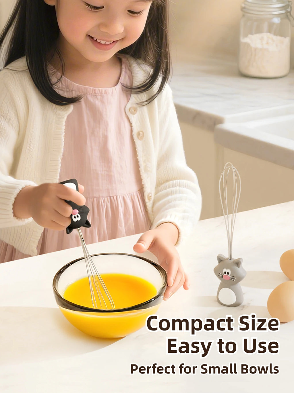 Joie Meow Little Whisk Manual Egg Beater Stainless Steel Egg Whisk Kitchen Wire Balloon Whisk Milk Egg Beater Egg Mixing Tool