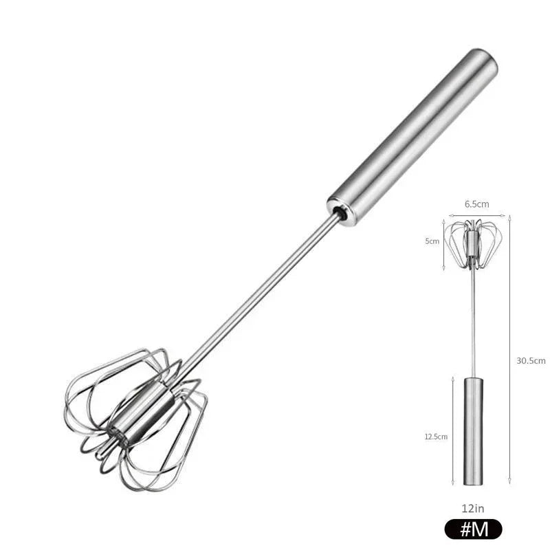 10/12/14inch Stainless Steel Semi Automatic Whisk Blender for Home -Versatile Tool for Egg Beater, Milk Frother, Hand Push Whisk