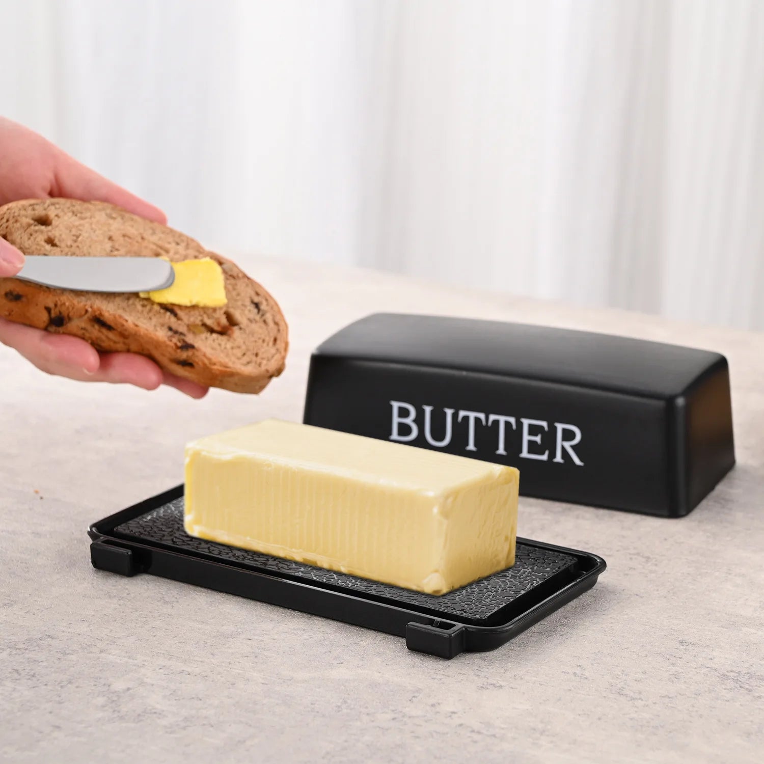 Food Grade PP Butter Container Box Restaurant Sealed Storage Box Cheese Dish with Knife Butter Slicer Butter Tableware