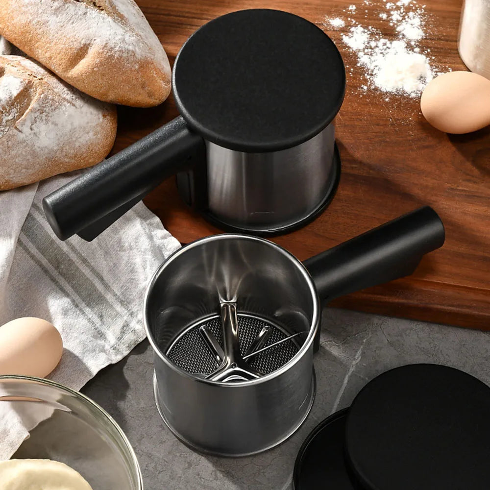 Hight Quality Powder Sugar Shaker With Hand Press Design Stainless Steel Flour Sifter For Baking Fine Mesh Flour Sifter Sieve