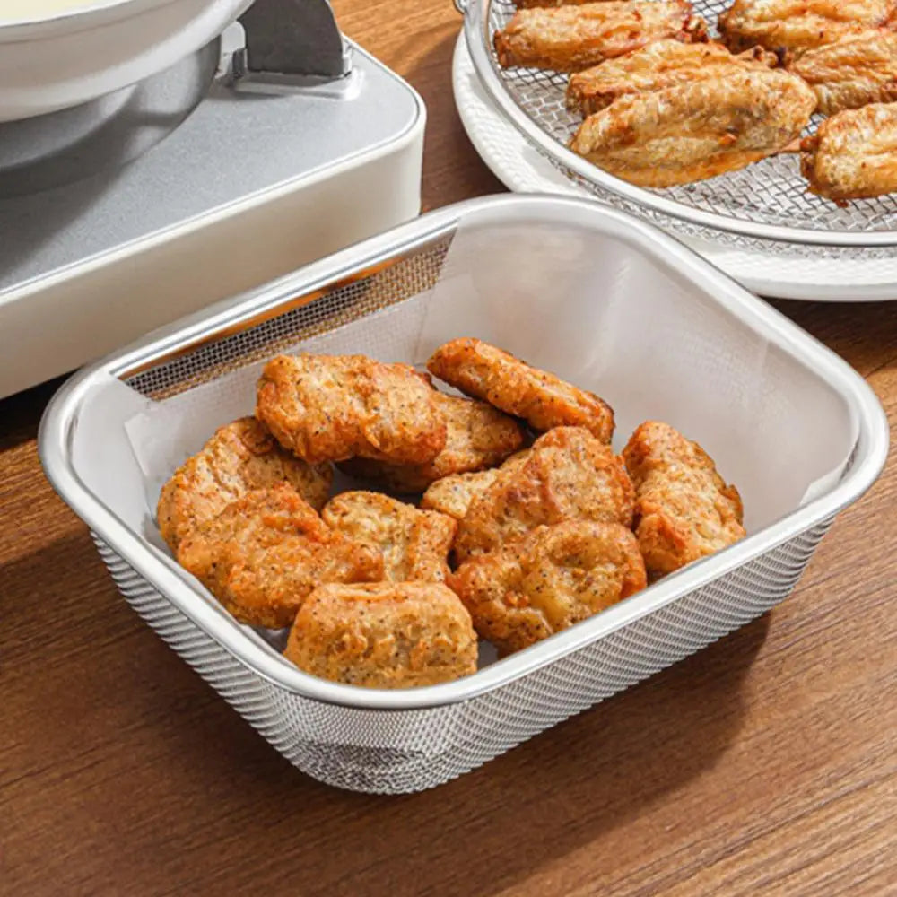 1pcs Stainless Steel Mesh Basket Rectangle Fine Mesh Oil Strainer Vegetable Fruit Colander Strainer Kitchen Tools Sieve Sifters