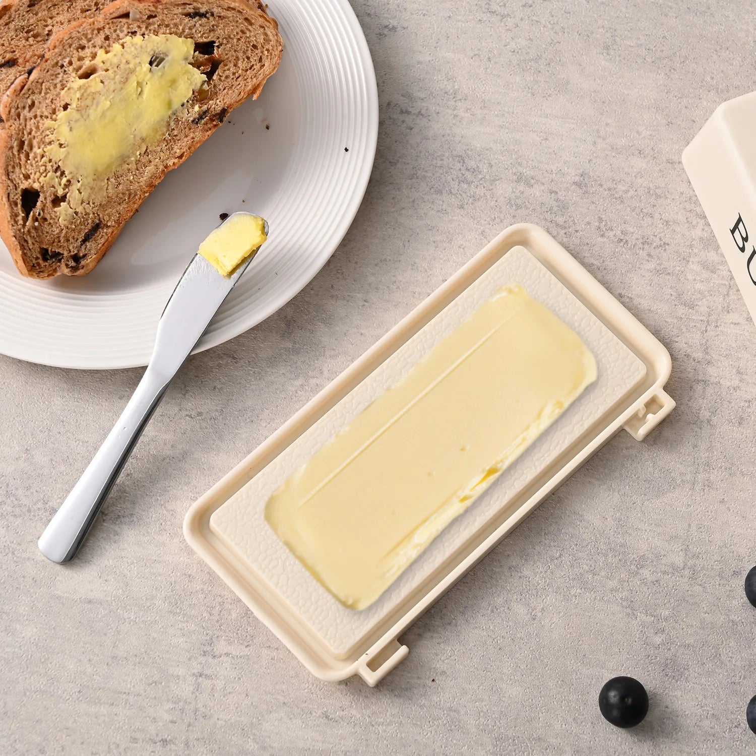 Food Grade PP Butter Container Box Restaurant Sealed Storage Box Cheese Dish with Knife Butter Slicer Butter Tableware
