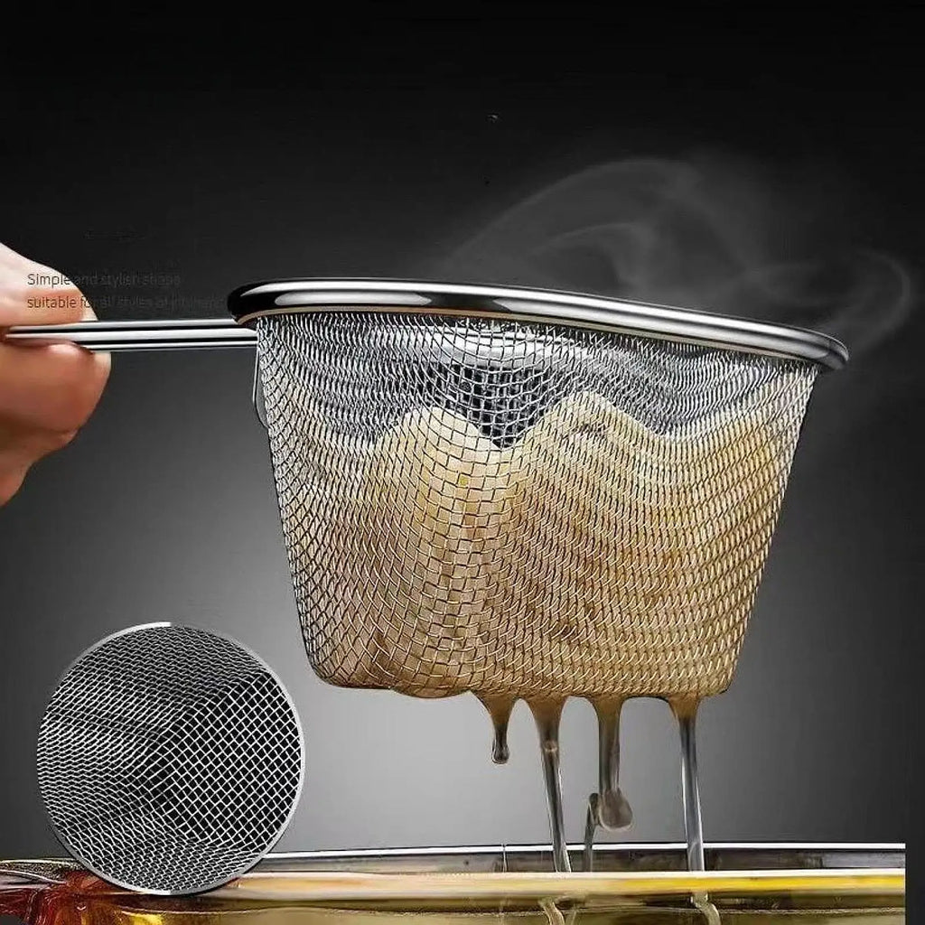 Noodles Strainer Stainless Steel Food Colander Sifter Fry Basket Spaghetti Strainer Spoon for Cooking Camping Noodles Pasta