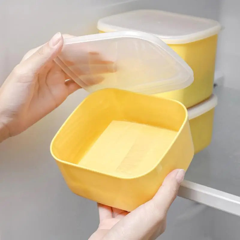 1Pc Butter Cheese Slice Holder With Lid Plastic Clear Cheese Box Sliced Cheese Container Fridge Storage Box Airtight Holder