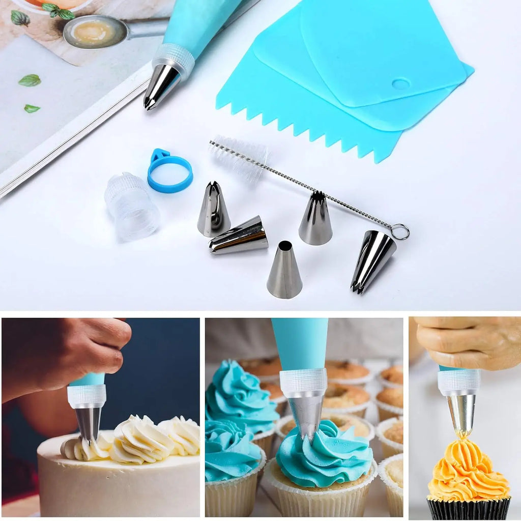 Tainless Steel Piping Tips SPiping Bags Set with 100 Disposable Bags Complete Cake Decorating Kit Convenient Baking Supplies Set