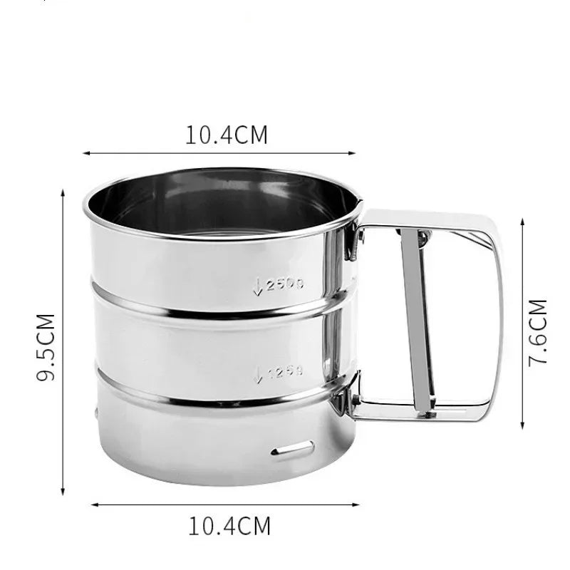 Stainless Steel Hand Press Semi-automatic Sugar Flour Sieve Household Baking Tool Sieve With Scale Powder Sifter Sieve