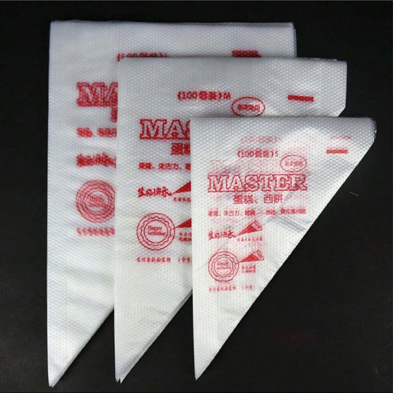 100pcs/lot Disposable Pastry Bag Transparent Plastic Household Kitchen Cake Decoration Cream DIY Tools Cookie Piping Bags TMZ